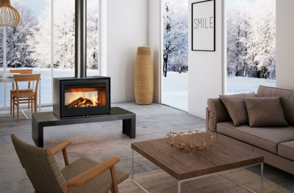 krbová kamna s lavicí